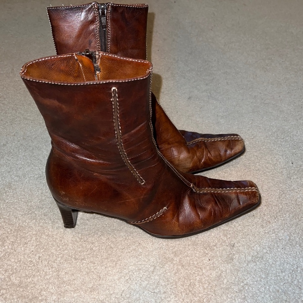 Sesto meucci brown leather ankle boots size 9